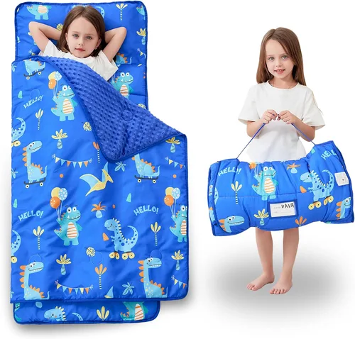 Vista 30 de Lasoftan Tapete para siesta para niños con almohada y manta, tapetes enrollados extra grandes para siestas, bolsas de dormir para niños y niñas