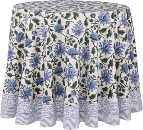 Vista 20 de ATOSII Mantel 100% algodón, Amara, floral, hecho a mano, rectangular, de lino, para cocina, comedor, fiestas, bodas, exteriores, picnics, Pascua