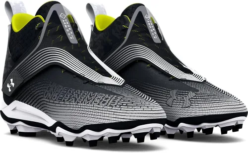 Vista 4 de Under Armour Botines de fútbol Highlight Hammer MC para hombre, Blanco, negro, plateado.