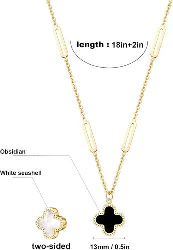 Vista 3 de AILPIWE Gold Clover Necklace for Women,18K Gold Plated Lucky Clover Pendant Necklace, Dainty Gold Necklace for Women Gift