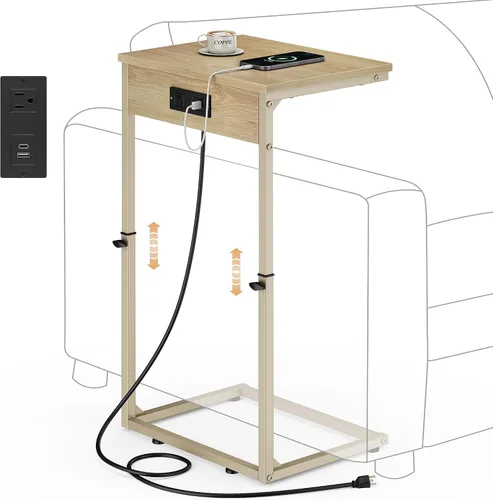 Vista 26 de Vagusicc C Shaped End Table for Couch, 33.2'' Tall C Table Adjustable Height Side Table, Small Side Table for Small Spaces, Couch Tables that Slide