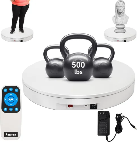 Vista 18 de Tocadiscos motorizados con control remoto, soporte giratorio motorizado resistente, plataforma giratoria ajustable de velocidad, tocadiscos