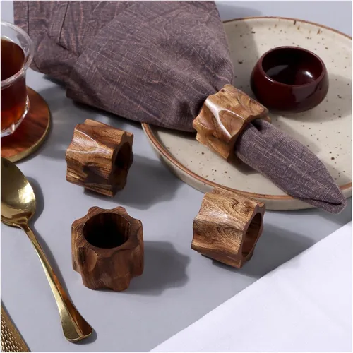 Vista 21 de ALPHA Living HOME Juego de 50 servilleteros de madera, hecho a mano, de madera antigua, con hebillas para mesas de comedor, bodas, aniversarios