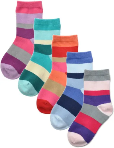 Vista 9 de EPEIUS Paquete de 5 calcetines sin costuras con rayas arcoíris para niños y niñas