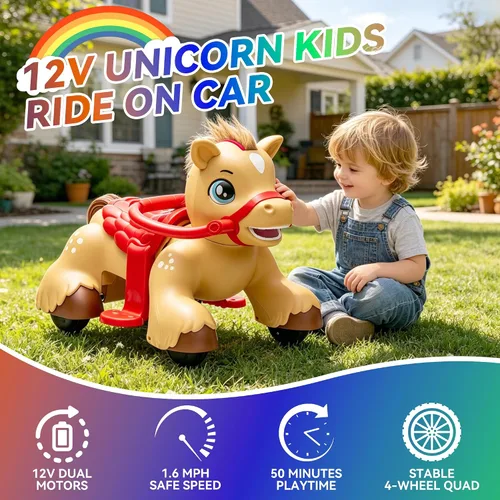 Vista 2 de Juguete de paseo de 12 V para niños pequeños de 1.5 a 3 años Marrón