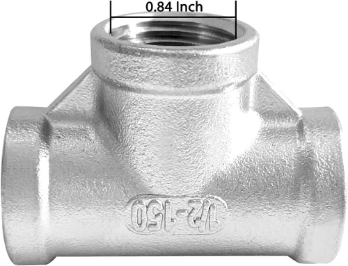 Vista 2 de Acoplamiento de tubería en T de acero inoxidable 1/2" x 1/2" x 1/2" NPT roscado hembra en forma de T acoplamiento 3PCS