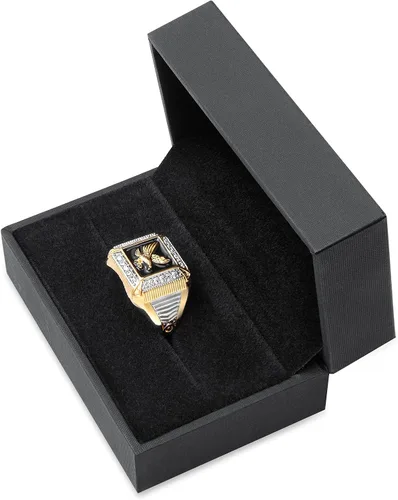 Vista 4 de Anillo de águila de oro de 14 quilates para hombre, circonita cúbica, anillo de águila americana