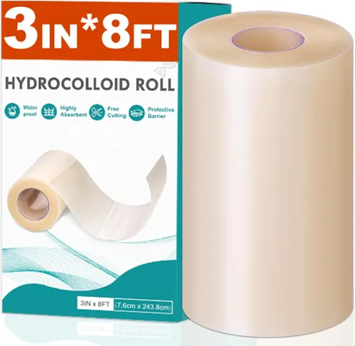Vista 10 de Rollo hidrocoloide para el cuidado de heridas, vendajes de parche hidrocoloide con vendajes autoadhesivos, para úlceras de cama, altamente