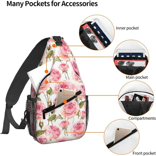 Vista 4 de Famame Mochila bandolera para el pecho, bolsa de hombro, gimnasio, ciclismo, viajes, senderismo, mochila para hombres y mujeres, Multicolor 36