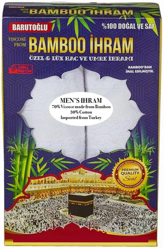 Vista 8 de Modefa Ihram islámico para hombre Umrah - Hajj Umrah Essentials - Juego de 2 piezas de Ehram Ahram para Hajj - Viscosa sin costuras hecha de bambú +