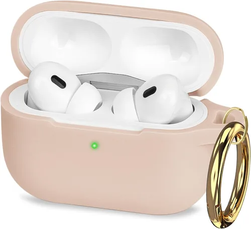 Vista 38 de Compatible con funda AirPods Pro 2019, Gawnock Funda de silicona suave y flexible para funda AirPods Pro para mujeres y niñas con llavero (Caqui)