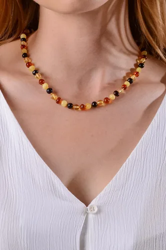 Vista 33 de Collar de ámbar para mujer con cierre de plata chapada en oro de 18 quilates, 19 pulgadas con extensor de 2 pulgadas, hecho a mano con cuentas