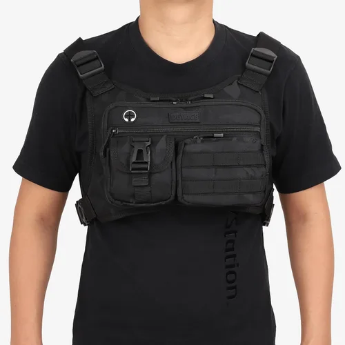 Vista 7 de DEYACE - Bolso de pecho para hombre, Negro-cp, Talla única Bolsa EDC para entrenamientos, correr, ciclismo