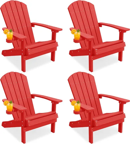 Vista 42 de YEFU Silla Adirondack de plástico resistente a la intemperie, sillas de patio con instalación fácil en 5 pasos, se ve exactamente como madera real