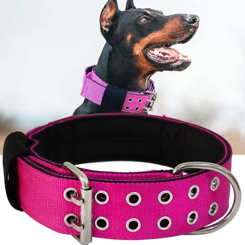 Vista 10 de Collar de perro para perros grandes, collares negros de 2 pulgadas con asa para perros de raza extragrande, collar táctico de nailon K9 resistente
