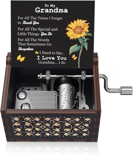 Vista 10 de Muzero - Caja de música de cumpleaños, regalo para mujeres, hermanas, hija, hijo, amigos, cumpleaños Caja de música de manivela de madera, regalos
