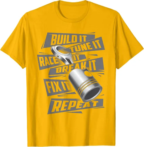 Vista 54 de Build It Tune It Race It Break It - Camiseta para entusiastas de los coches de carreras, talla S Negro
