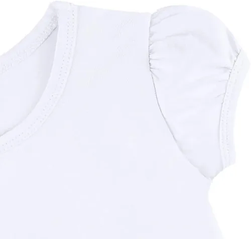 Vista 5 de Lilax Camiseta básica de algodón con cuello redondo y manga corta abombada para niña
