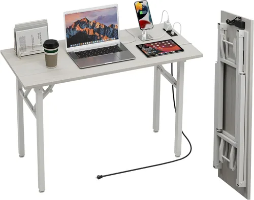 Vista 24 de TEMI Mesa de Computadora Pequeña Mesa Plegable - Escritorio de Oficina Plegable de 35.8", Sin Ensamblaje, Perfecto para Espacios Pequeños