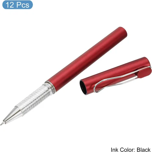 Vista 3 de PATIKIL Bolígrafos de gel de tinta negra, paquete de 12 bolígrafos de punta fina de 0.020 in, suministros de oficina de escritura suave con tapa Rojo