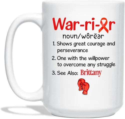 Vista 23 de Taza de café de concientización sobre el cáncer de mama con nombre personalizado, taza de café de 11 onzas, taza de té de cerámica blanca