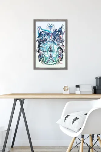 Vista 6 de Trends International Hatsune Miku - Póster de pared Hello, 14.725 x 22.375 pulgadas, versión con marco de madera tipo granero