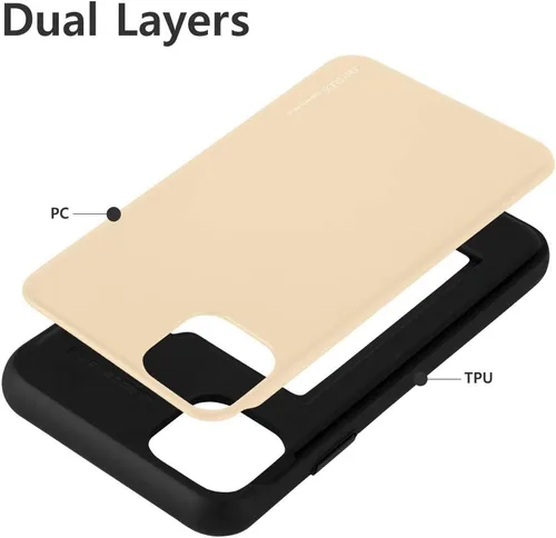 Vista 5 de GOOSPERY Sky Slide - Funda para Apple iPhone 11 Pro (5.8 pulgadas), doble capa con tarjetero y cartera, color dorado