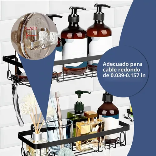 Vista 8 de Paquete de 8 ganchos adhesivos de repuesto para carrito de ducha de baño