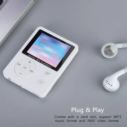 Vista 5 de MP3 portátil ligero y delgado, reproductor de música MP4 con altavoz auricular HiFi sin pérdida de sonido y ranura para tarjeta TF, reproductor