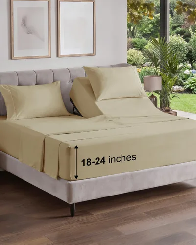 Vista 246 de Extra Deep Twin XL Sheet Set - 3 Piece College Dorm Room - White 01-Blanco