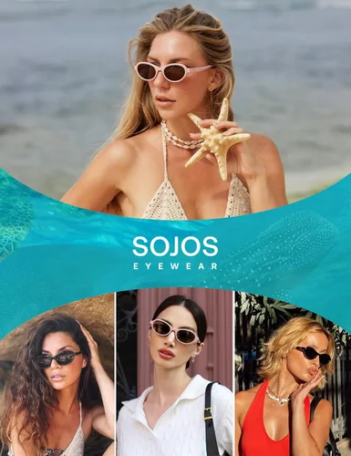 Vista 6 de SOJOS Ocean Collection Polarized Retro Oval Small Sunglasses Womens Recycled Plastic Frame Eco-Friendly UV400, Echo