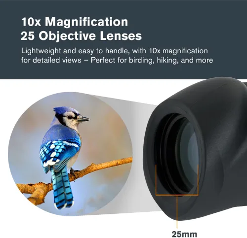 Vista 9 de Celestron – Monocular Nature 10x25 – Ideal para senderismo y observación de vida silvestre – Ópticas multicapa – Lente objetiva de 25mm – Prisma