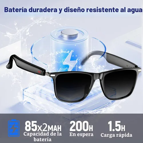 Vista 4 de Lentes inteligentes AI con ChatGPT, lentes Bluetooth, traducción en 129 idiomas, para reproducción de música, llamadas manos libres, impermeable