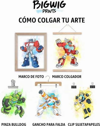 Vista 6 de BigWig Prints Transformers - Pósteres para dormitorio de niños, juego de 6, 8 x 10 pulgadas