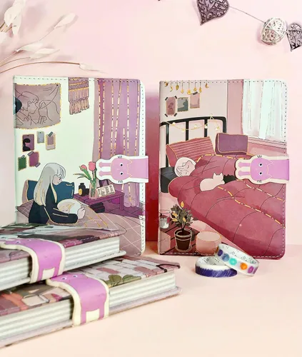Vista 8 de KetA Diario kawaii, diario Kawaii para niñas, lindo cuaderno diario, cuaderno kawaii, 5 x 7 pulgadas, 5.1 x 7.1 in, 256 páginas, cubierta de piel