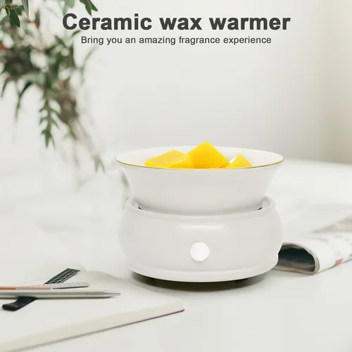 Vista 4 de Calentador de velas con temporizador – Calentador eléctrico de cerámica perfumada para derretir cera 4 en 1, quemador de velas 4 en 1, temporizador