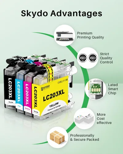 Vista 5 de LC203XL LC201XL - Paquete de 4 cartuchos de tinta de repuesto para Brother LC203 XL LC 203 LC203 LC201 LC-203 LC-201 Tintas de color para MFC-J480DW