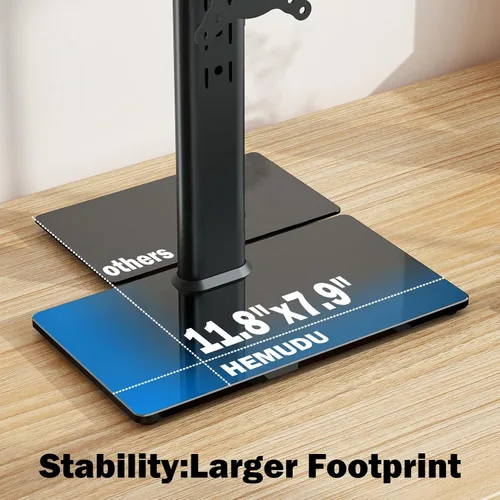 Vista 2 de Soporte de escritorio independiente elevador de montaje para monitor de computadora LCD individual para pantalla de 13 a 32 pulgadas con giro Negro
