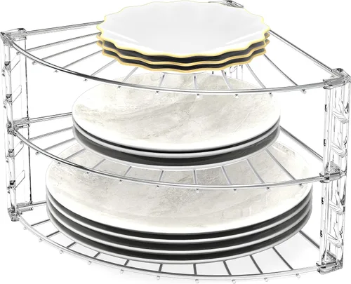 Vista 7 de Simple Houseware - Organizador de estantería esquinera de 3 niveles para encimera, bronce