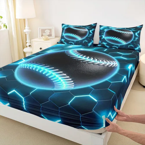 Vista 10 de Erosebridal Graffiti Rugby Ball Sheets for Boys Girls Colorful Rugby Helmet Fitted Sheet,Sports Kids Bedding Sets Football Game Bed Sets Twin 2 Piece