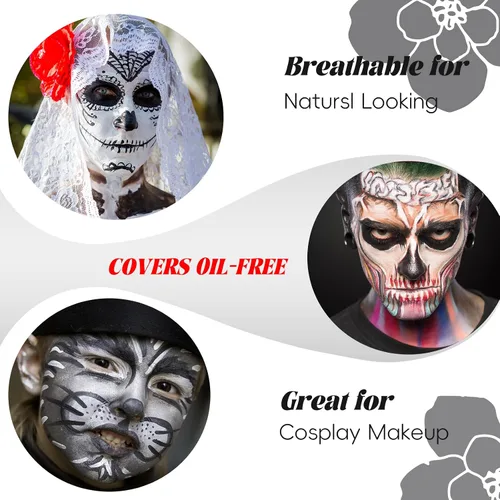 Vista 4 de Pintura facial blanca crema a base de agua para Halloween Cosplay payaso Blanco