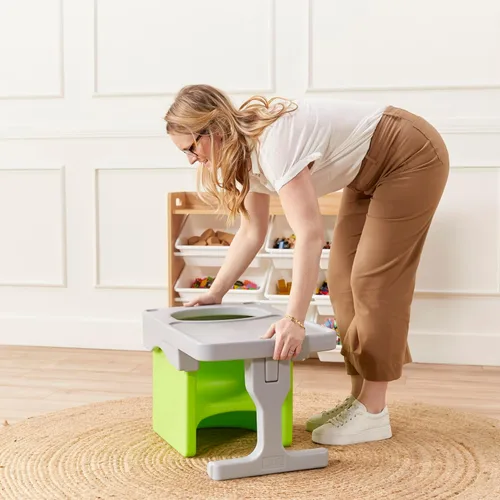 Vista 10 de ECR4Kids Accesorio de escritorio para silla Tri-Me de plástico multiusos 3 en 1 para interiores y exteriores, muebles para niños, gris claro