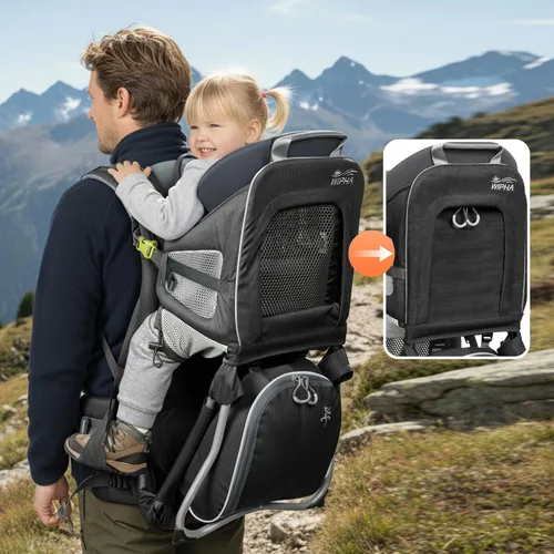 Vista 7 de WIPHA - Mochila portabebés con sombrilla, color negro Gris oscuro