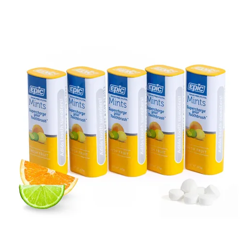 Vista 16 de Epic Mentas de Xilitol 100% - Sin Aspartamo, Sin Azúcar - Mentas con Sabor a Canela, 55 Piezas (Paquete de 5) 100% xilitol; sin OGM; vegano; apoya