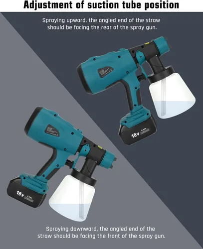 Vista 6 de Taingwei Pulverizador de pintura inalámbrico para batería Makita LXT de 18 V, pistola pulverizadora de pintura HVLP de 200 W con motor sin