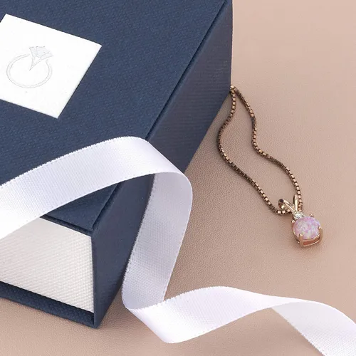 Vista 5 de Peora Colgante de oro de 14 quilates para mujer con diamante, elegante solitario de forma redonda de 0.256in en piedras preciosas auténticas