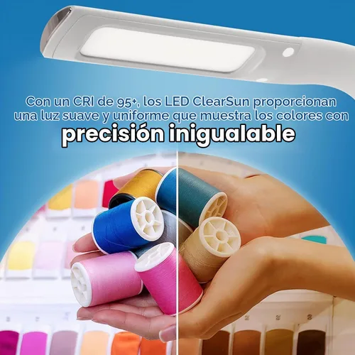 Vista 6 de OttLite Lámpara de escritorio LED recargable con tecnología ClearSun LED - Portátil, regulable y cuello de cisne flexible - Lámpara de tarea apta