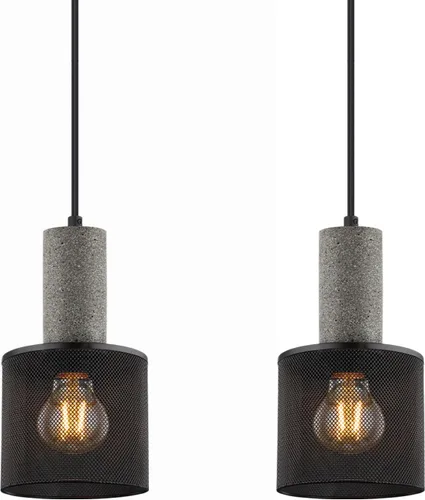 Vista 9 de Paquete de 1 lámpara colgante moderna con hormigón y pantalla de metal negro de 4 pulgadas, lámpara colgante industrial, iluminación de techo, isla