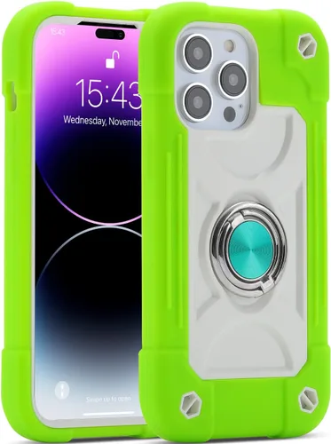 Vista 9 de MARKILL Funda compatible con iPhone 14 Pro Max de 6.7 pulgadas con soporte de anillo, silicona suave y plástico duro, funda de teléfono resistente