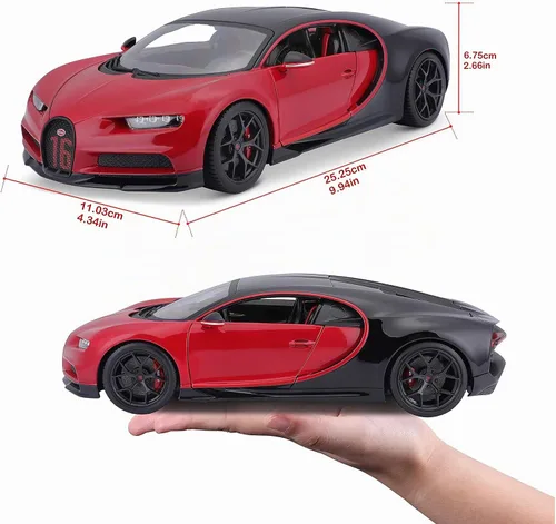 Vista 9 de Maisto Bugatti Chiron Sport 1/18 Modelo de coche fundido a presión, color negro/rojo (18-11044-00000022)